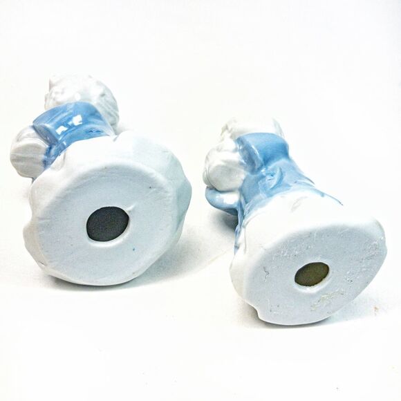 Pair Blue Angel Children Porcelain Candle Holders - Picture 4 of 6